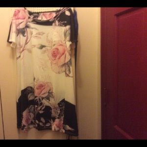 White floral knee length dress